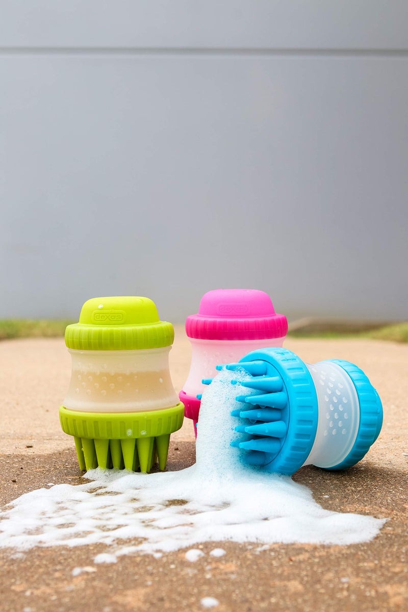 Dexas ScrubBuster Silicone Dog Washing Brush with Built-in Shampoo Reservoir, Pink - Image 3